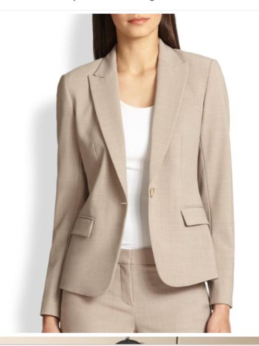 THEORY *Complete Suit* Jacket Pants All-Season Stretch Wool sz 4 + 2 Taupe